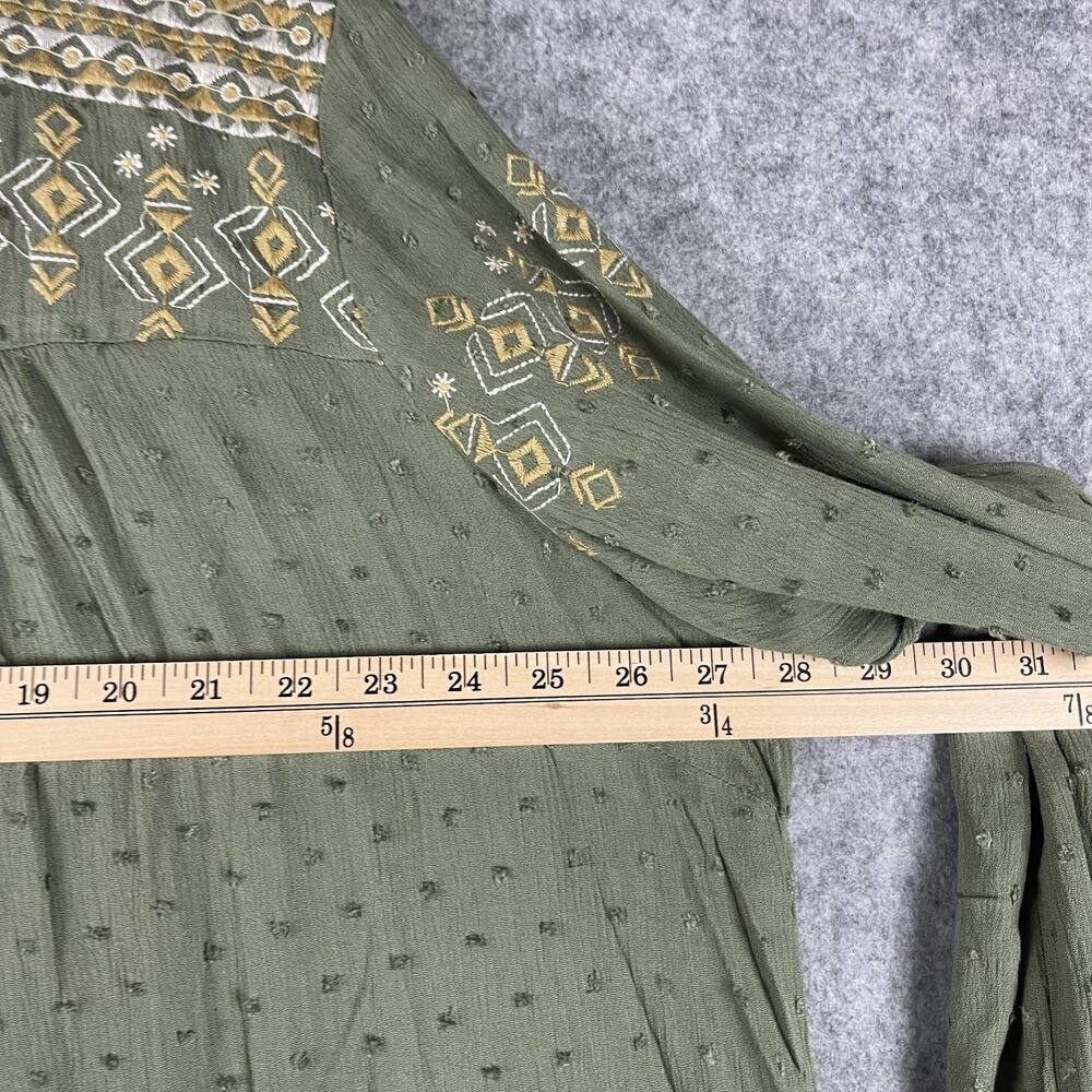 Savanna Jane Top Womens 3X Green Embroidered Peasant Boho Aztec Tribal NEW - Picture 8 of 16